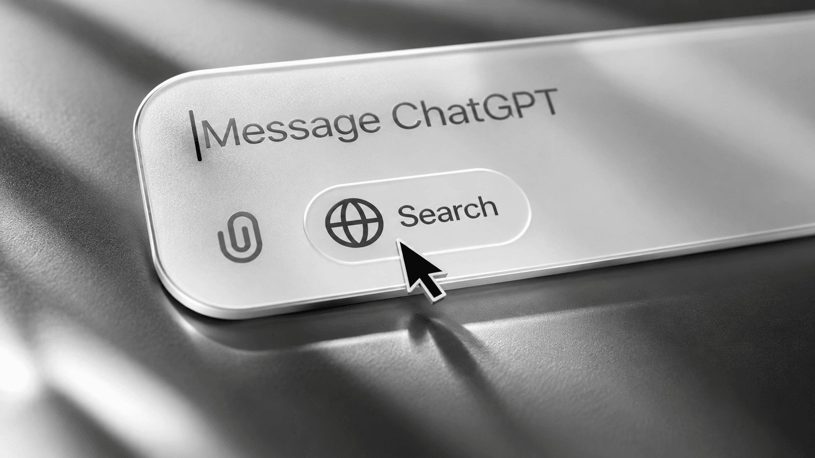 ChatGPT message box with a search button and cursor